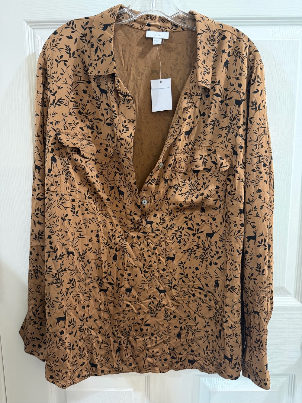 J. Jill XL Petite Deer Print Button-Up Shirt